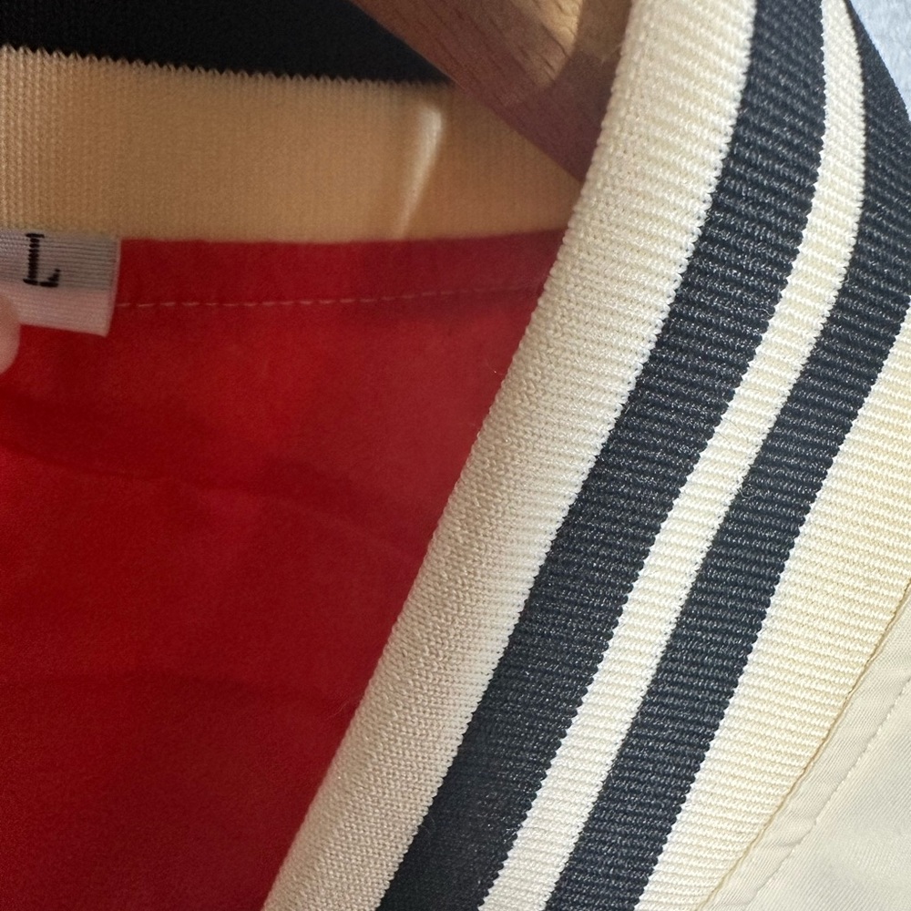 Mumm Napa Winery Cream Bomber Jacket with Ribbed Accents L - Picture 5 of 8